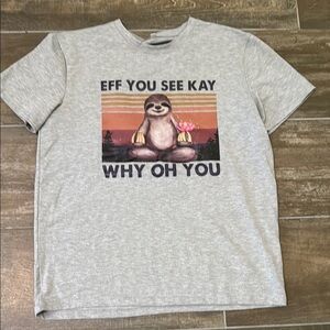 Gray Graphic T-Shirt with Sloth Design